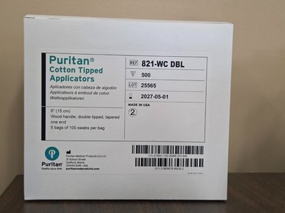 Puritan 821-WC DBL - 6' Double-Ended Cotton Swab w/Wooden Handle, 500 Swabs/bx
