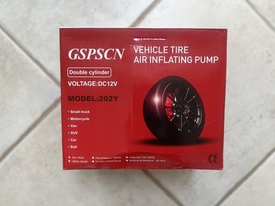 GSPSCN Silver Dual Cylinder 12V Air Compressor Pump for Car, Heavy Duty Portable