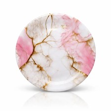 4 X HEAVY MELAMINE  DINNER PLATES 26 CM pestle pink GOLD MARBLE, DISHWASHER SAFE