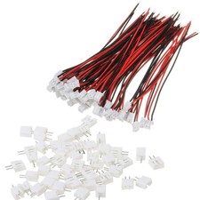 50PCS 25 Sets Mini Micro JST-PH 2.0mm 2 Pin Male Connector with 100mm Silicon...