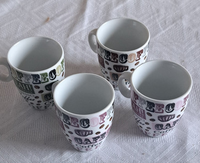 4 x Siaki Kaffeebecher, Keramik, NEU, mehrfarbig, 8,5 cm hoch