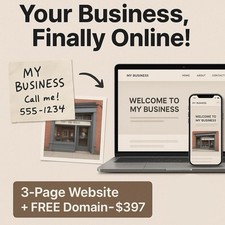Turn Key .com Small Business Website Free Domain 3 Pages Mobile Seo Ready