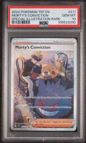 PSA 10 Pokemon TCG Tef En-Temporal Forces #211 Morty'S Conviction GEM MT