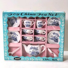 Vintage Childs Jaymar China Tea Set 17 pc NOS Made In Japan Pagoda Blue White