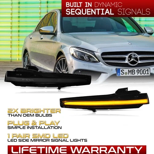 [SEQUENTIAL]Amber Signal LED Side Mirror Light Lamp For Benz C E S Class CLS GLC