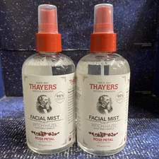 2 X THAYERS Facial Mist Witch Hazel Aloe Vera Formula Rose Petal Toner 8 oz Each