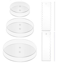 10 Pieces Acrylic Cake Discs Set Clear Cake Decorating Supplies with 6 Acryli...