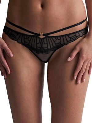 Aubade L'Indomptable Mini Brief Knickers Low Rise Strapping Brief Black Lingerie