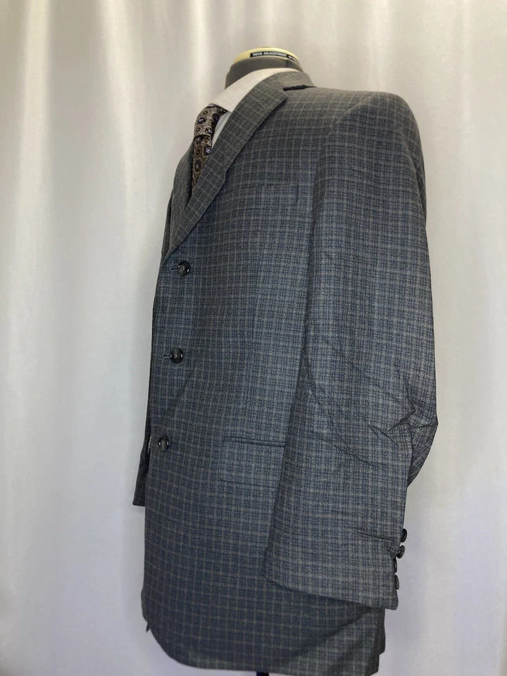 Blazer Austin Reed Para Hombres 40R 44" Abrigo Deportivo Traje Chaqueta Gris Cuadros 3 Botones Lana Foto 4 de 4