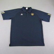 Vintage Notre Dame Fighting Irish Polo Shirt Mens Medium Blue Adidas Climalite 