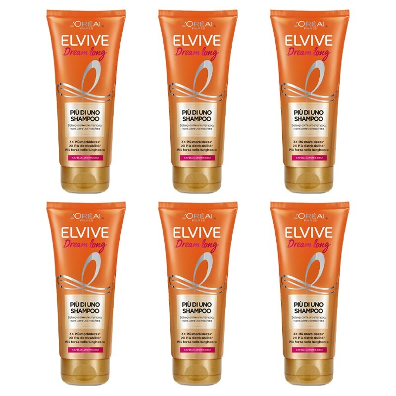 6pz L'OREAL ELVIVE Dream Long più di uno shampoo Capelli lunghi e lisci 200ml