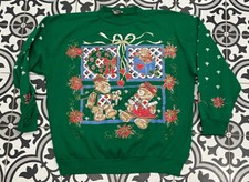 VTG 1990s Nutcracker Xmas Ugly Sweater Party 1990s Green Sweatshirt Medium