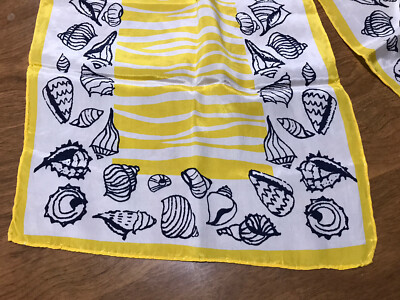Vera Neumann Seashells Sea Shell Shells Yellow Vintage Oblong Scarf Ocean Beach