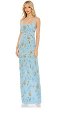 MAC DUGGAL 10808 HAND BEADED FLORAL BEADED SPAGHETTI STRAPS POWDER BLUE GOWN 10