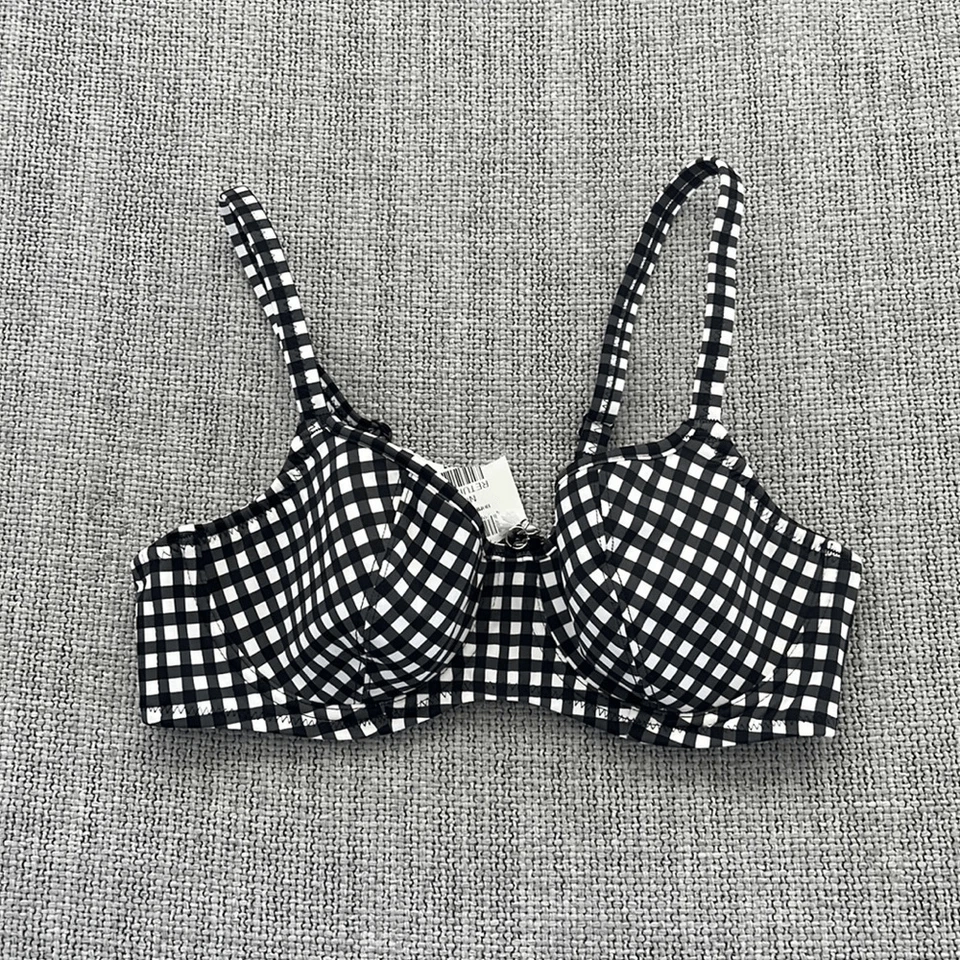 Top de bikini Freya a cuadros con aros moldeado blanco y negro talla 30D Foto 2 de 4