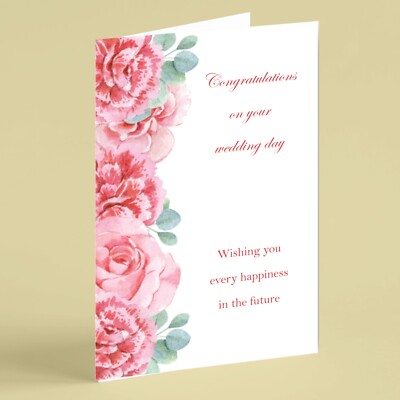 Hochzeitskarte rosa Blumen 