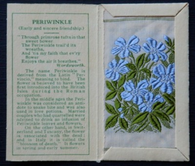 PERIWINKLE 2nd Series Kensitas Small Silk Flower published 1934 TOP GRADE