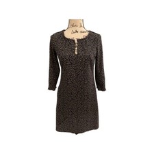 Nicole Miller Original Dress Leopard Sweater Cozy Small W Pockets