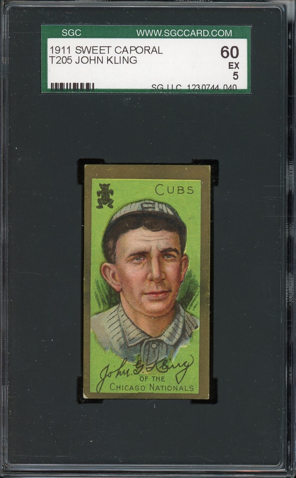 1911 T205 Gold Border Tobacco Johnny Kling SGC 5 *d2