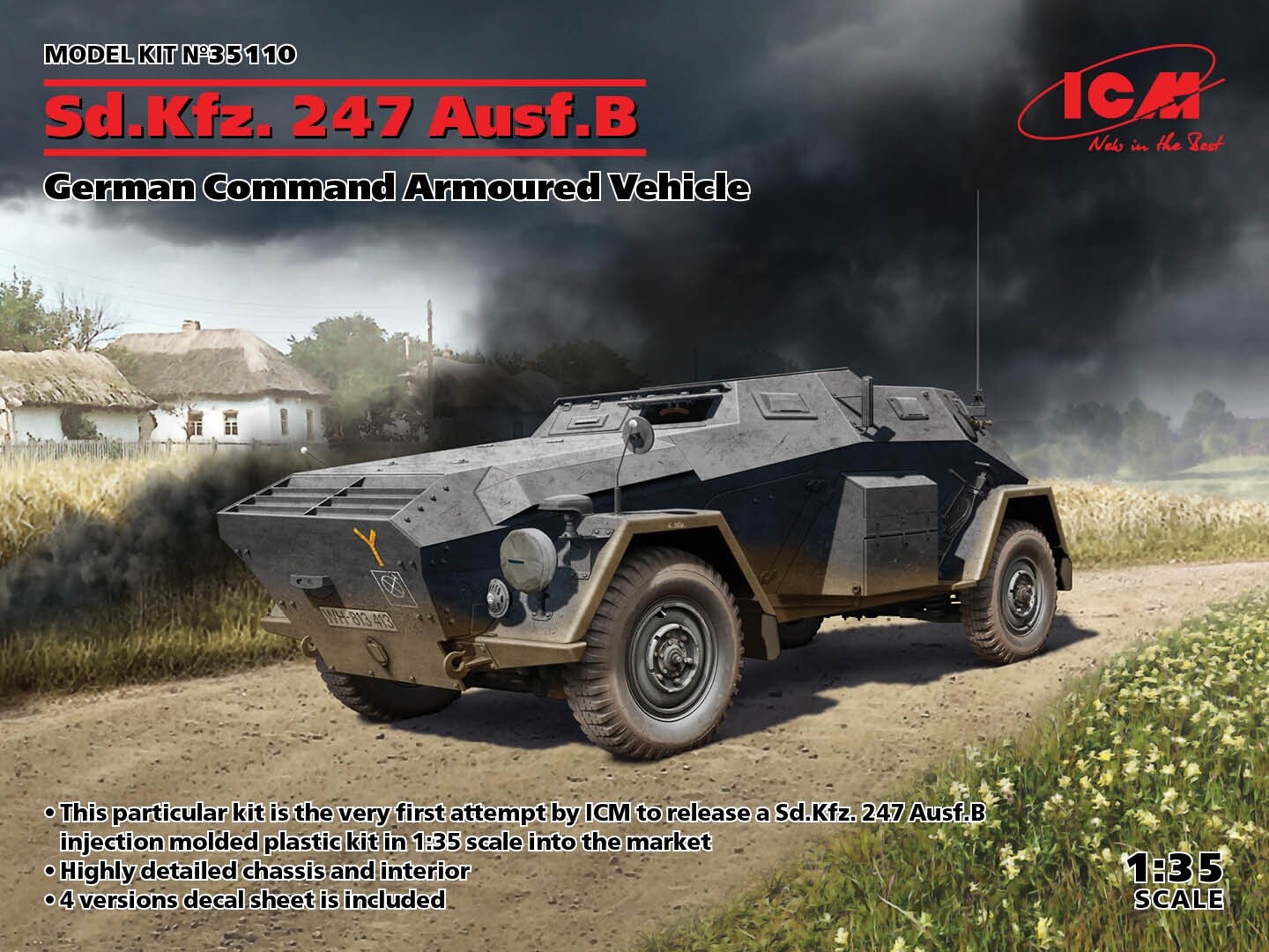 ICM 35110 1:35 Sd.Kfz. 247 Ausf.B, German Command Armoured Vehicle  (100% new mo