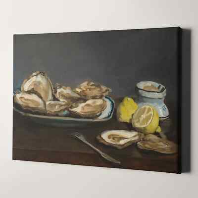 Oysters by Édouard Manet Kitchen Paintings Decor Seafood Canvas Wall Art Print