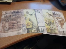 5X SHEETS NOSTALGIC/VINTAGE FOR SCRAPBOOKING/JOURNALS  +/- 13X9 CM (VIN11)