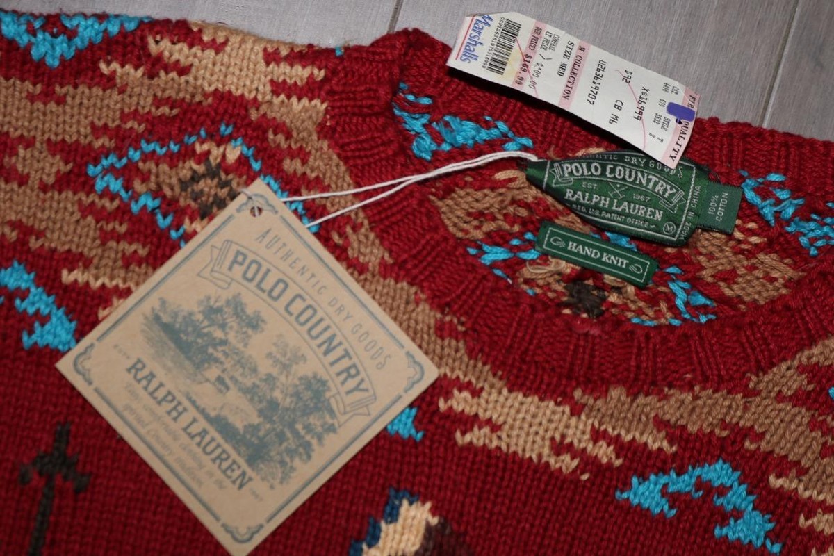 VINTAGE 80s POLO COUNTRY RALPH LAUREN HAND KNIT MENS SWEATER VINTAGE 80s POLO COUNTRY RALPH LAUREN HAND KNIT MENS SWEATER
