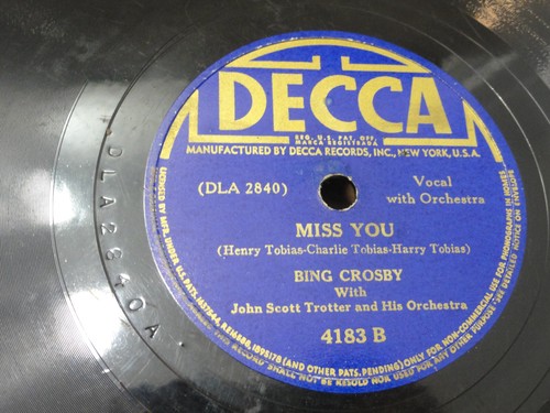 10" 78 RPM ~ Bing Crosby ~ Blues In the Night / Miss You ~ DECCA - Picture 8 of 13