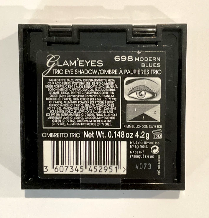 BUY1,GET1@20%OFF(add 2) Rimmel Glam Eyes Trio Eye Shadow Modern Blues *DEFECTIVE - Image 3 of 3