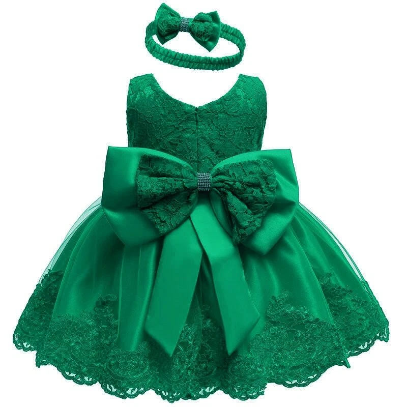 New Lace Green Party Dress For Baby Girl Princess Toddler Wedding