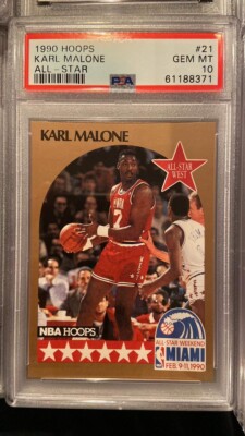 Karl Malone, All-Star #21 - 1990 Hoops - PSA 10 GEM MT | eBay