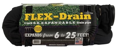 Flex-Drain 51510 Poly Perforated Drain Pipe with Sock 4 Dia. in. x 25 L ft.