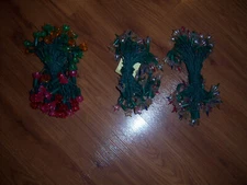 LOT 3 VTG RETRO TRENDY GREEN WIRE MULTI  MINI LIGHTS STRANDS FLORAL REFLECTORS