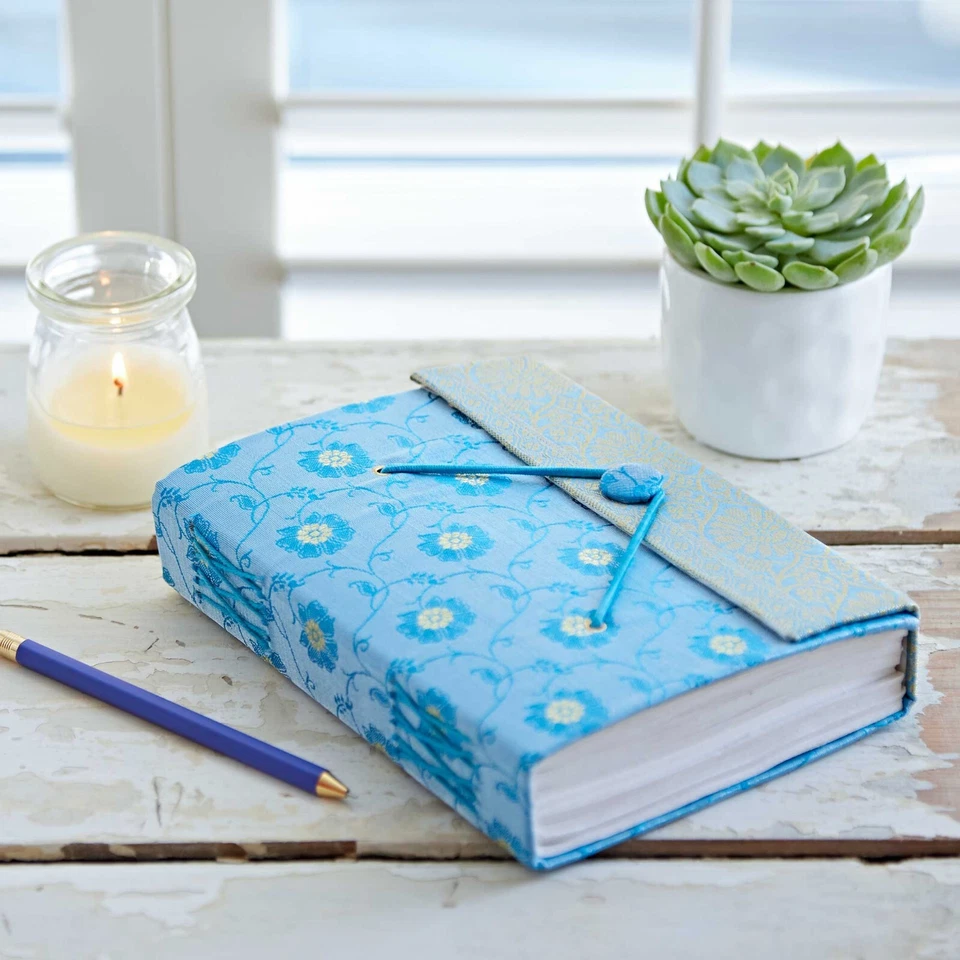 Sari Fabric Journal Notebook Diary 6 Colours 14 x 18.5cm Unlined Recycled Paper - Image 4 of 4