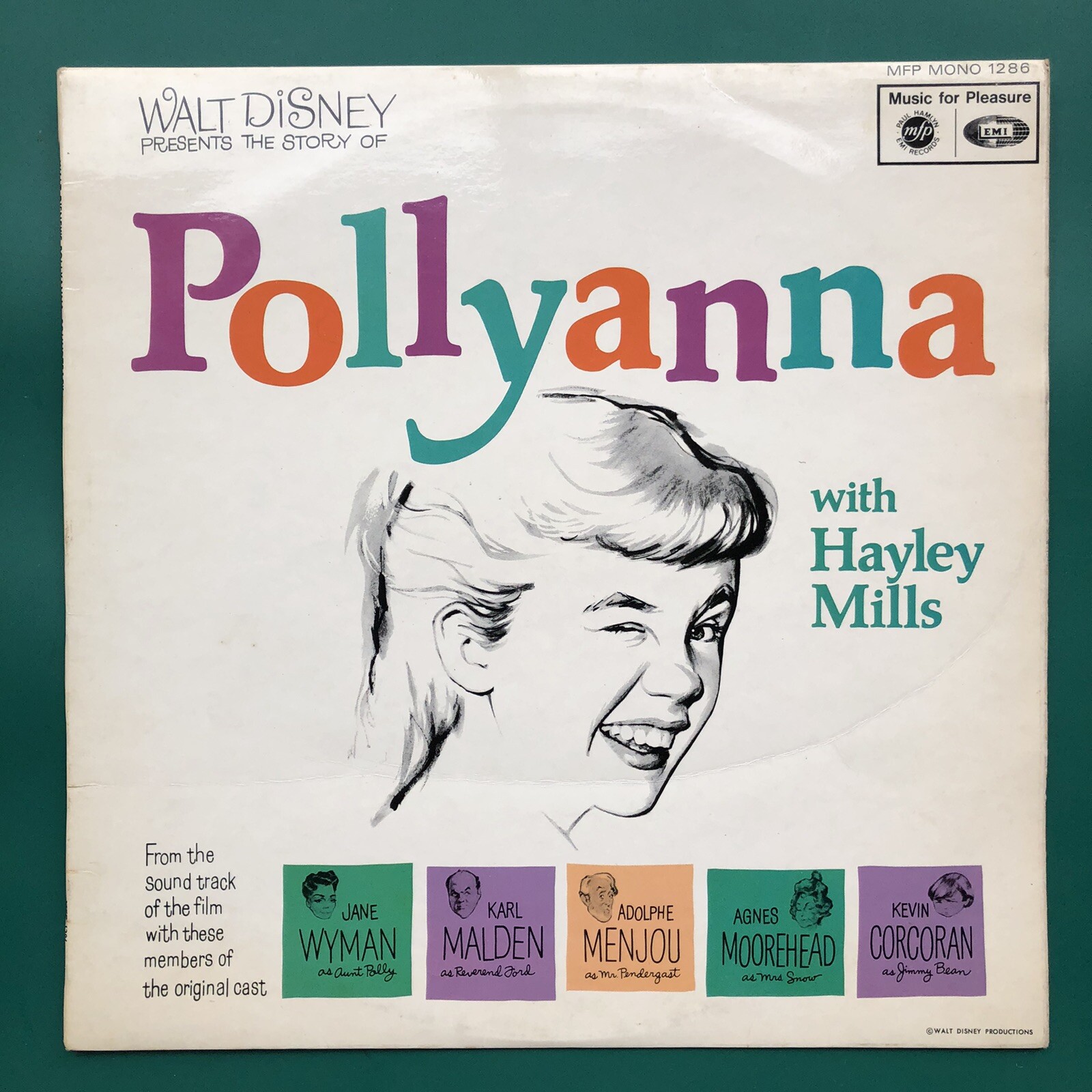 Hayley Mills Disney POLLYANNA Film Soundtrack +Story LP Paul J. Smith Jane Wyman