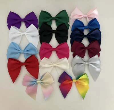 HANDMADE Satin Ribbon School Hair Bow with Tails Alligator Clip 🇬🇧