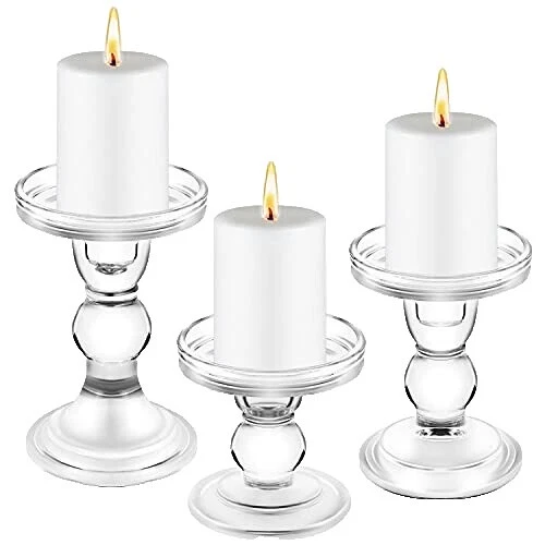Contemporary Glass Pillar Candle Candlesticks
