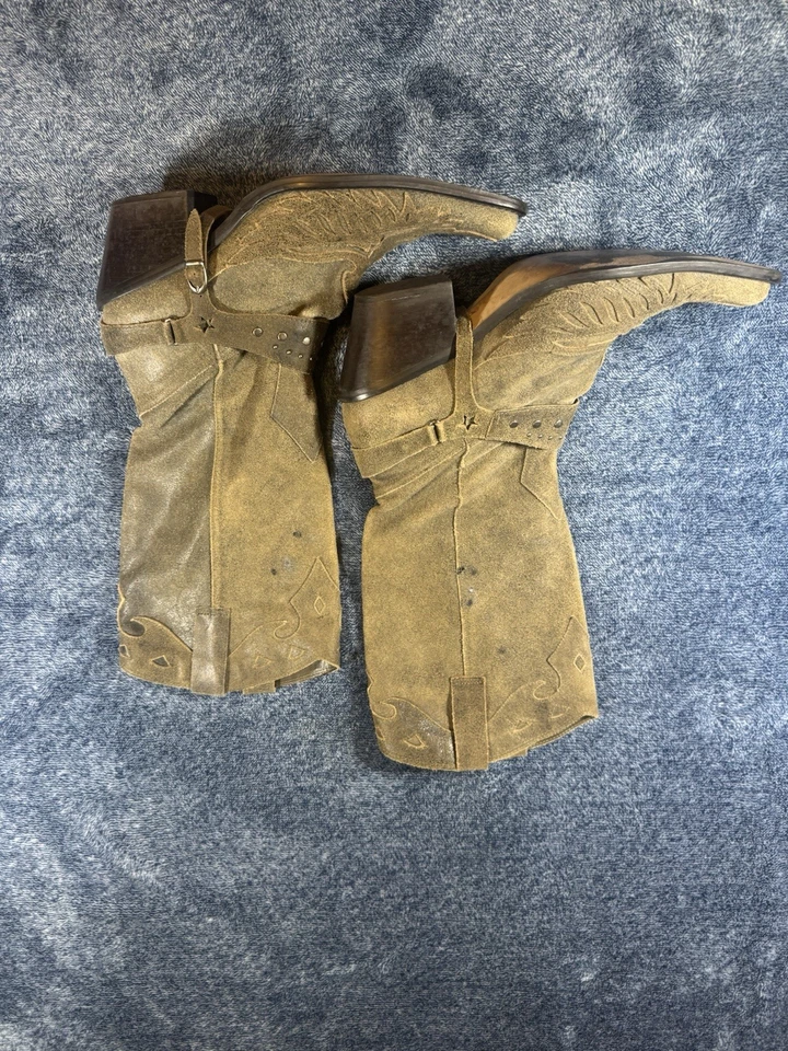 MIA Leather Western Boots Green Distressed Harness Western Biker Cowboy Sz 8.5 - Image 2 of 4