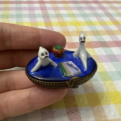 Limoges Peint Main Trinket Box Small Ghosts