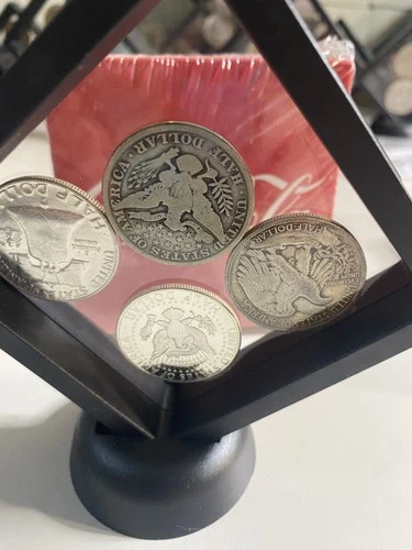 Nice Lot Of 4 Different Half Dollars Barbers Kennedy Franklin And Standing Lib