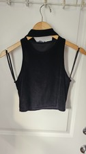 Papaya Crop Top Sz M Polyester Sheer Keyhole ...