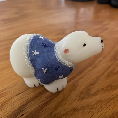 Fenton Frosty Friends Hand-Painted  Glass Polar Bear Figure Xmas K.  Brightbill