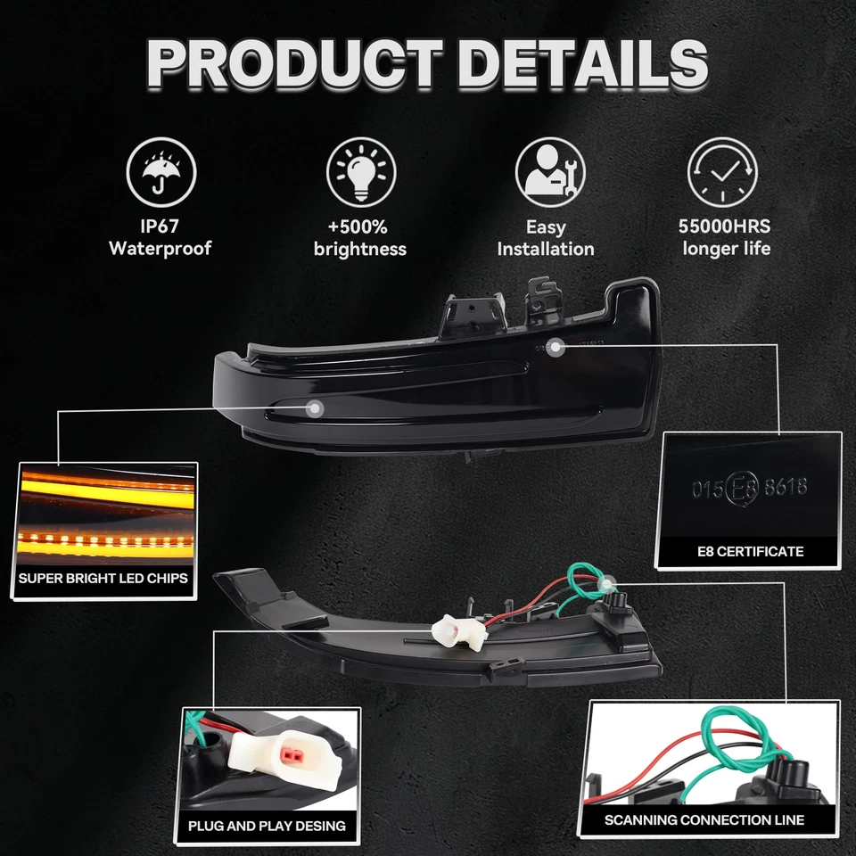 For Mercedes Benz W204 W176 W212 W246 Side Mirror Sequential Turn Signal Light - Image 3 of 4