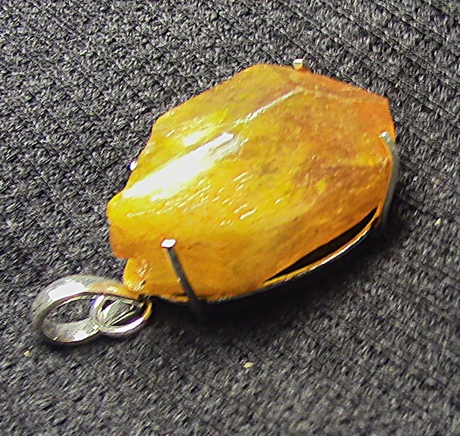 Colgante de piedra citrino en bruto 1,25" x 0,75" sin engaste de cadena es placa de plata .925 Foto 3 de 4