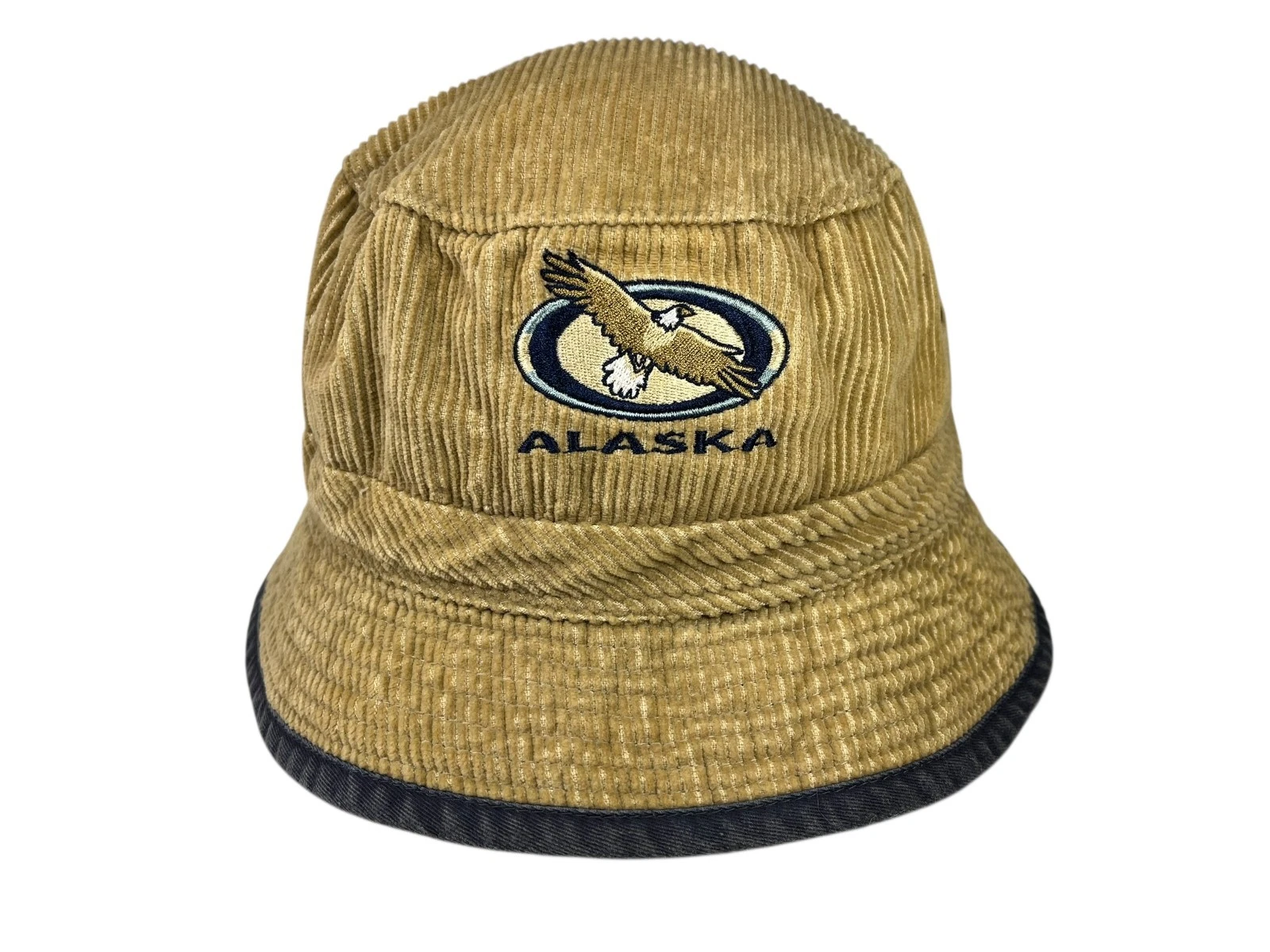 Vtg ARCTIC CIRCLE Anchorage Brown ALASKA CORDUROY BUCKET HAT Eagle Sun Hike Sz L