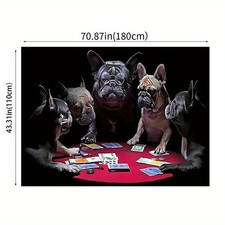 2D Flat, 1pc French Bulldog Poker Game Wall Tapestry - Realistic Black & White P