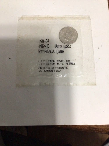 1964-D Roosevelt Dime 90% Silver Very Good Condition per Littleton Coin