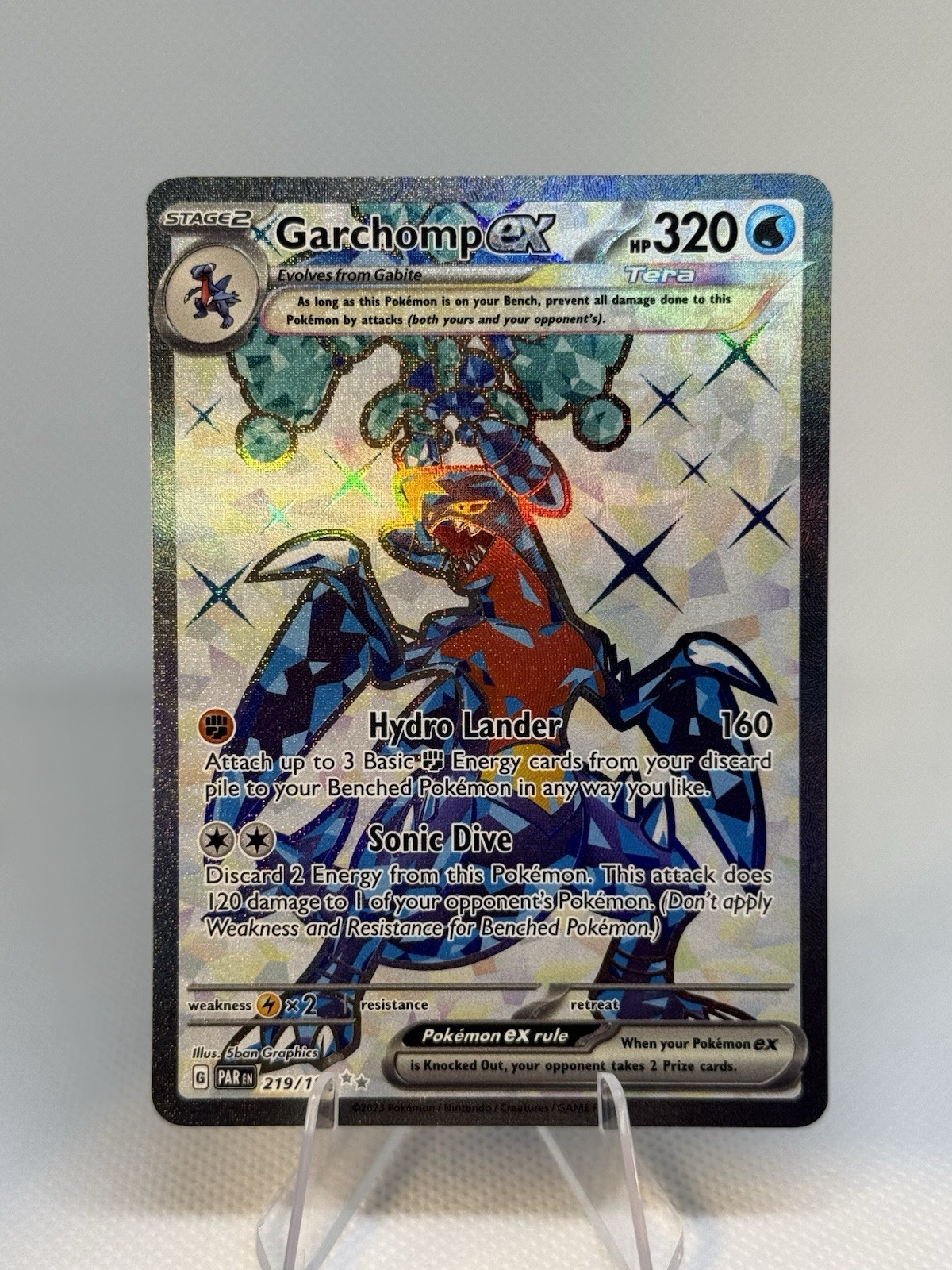 Pokémon TCG Garchomp ex 219/182 Sv04: Paradox Rift Full Art Ultra Rare Holo