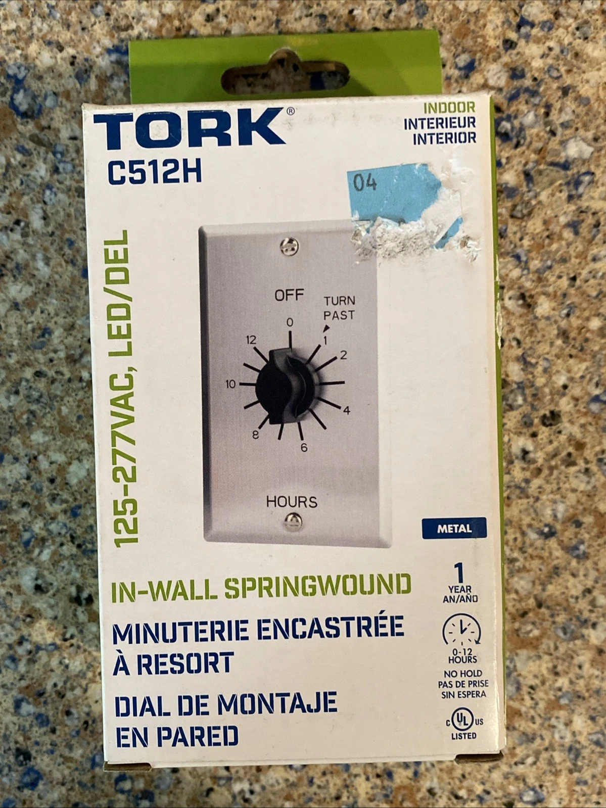 TORK C512H Spring-Wound in-Wall Twist Timer with Commercial Style Metal Plate...