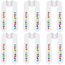 Jexine 6 Pcs Preschool Graduation Sash Kids 49.21 x 3.94 inches, White